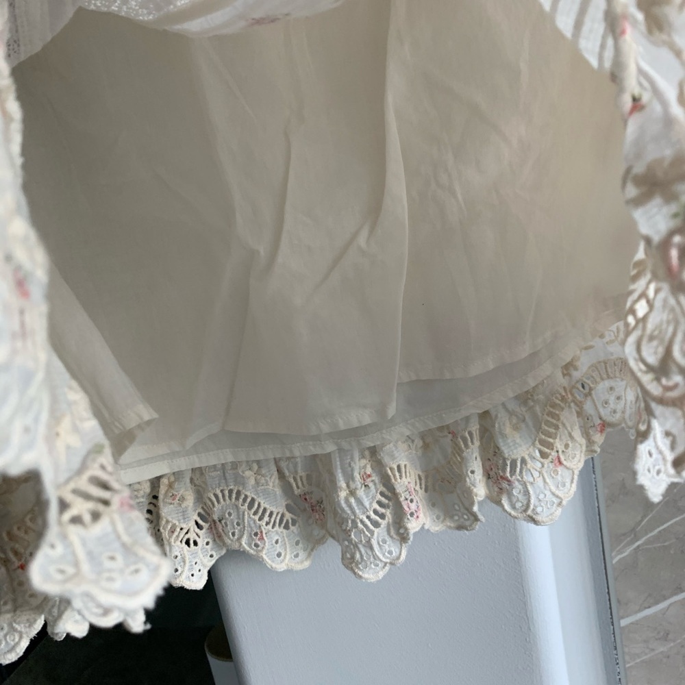 LoveShackFancy Emma ruffled floral skirt french cream combo - Picture 11 of 13